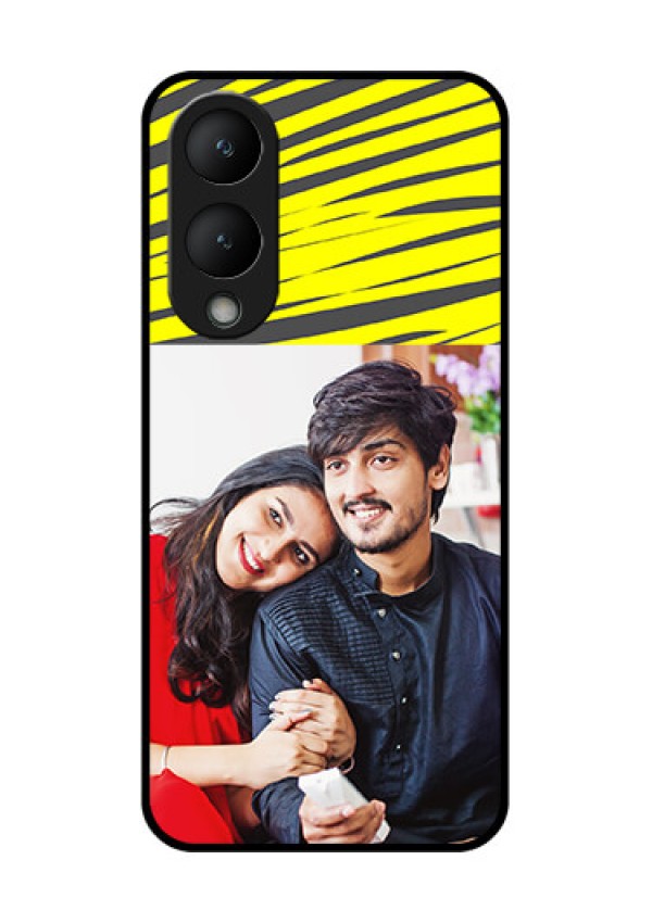 Vivo Y17s Custom Glass Phone Case - Yellow Abstract Design