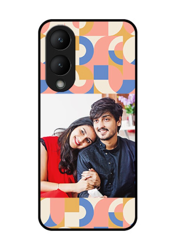 Vivo Y17s Custom Glass Phone Case - Semi - Circle Maze Pattern Design