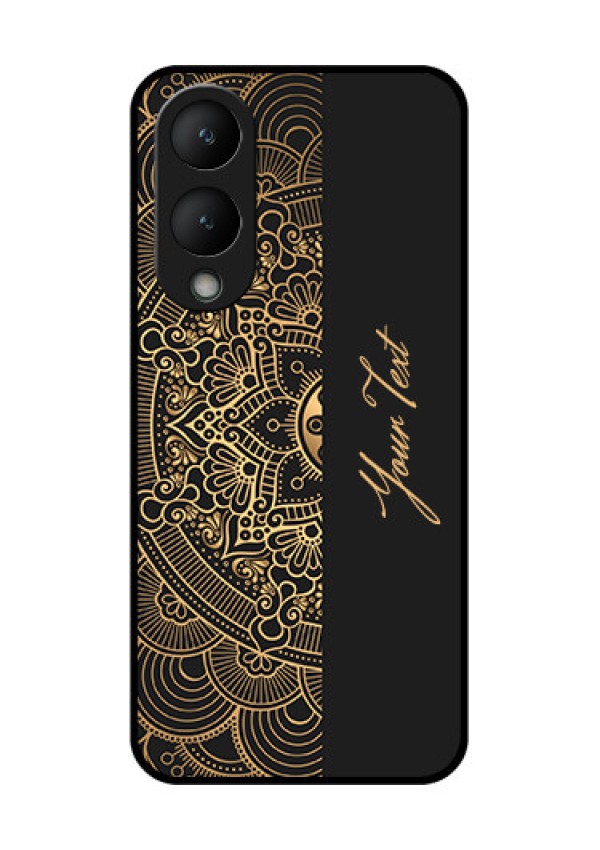 Vivo Y17s Custom Glass Phone Case - Mandala Art With Custom Text Design