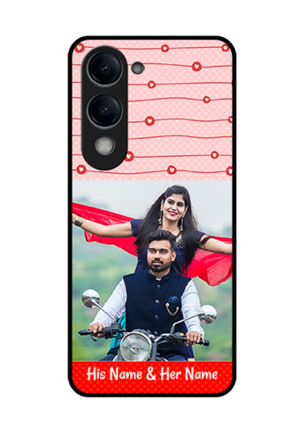 Vivo Y19 5G Custom Glass Phone Case - Red Pattern Case Design