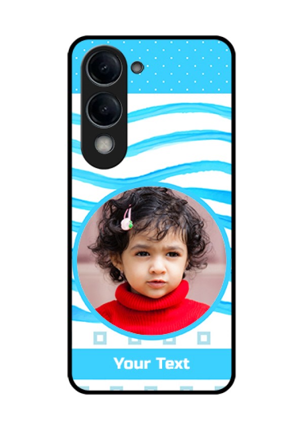 Vivo Y19 5G Custom Glass Phone Case - Simple Blue Case Design