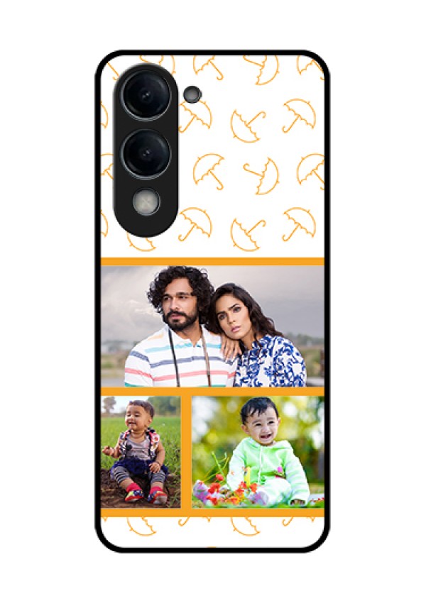Vivo Y19 5G Custom Glass Phone Case - Yellow Pattern Design