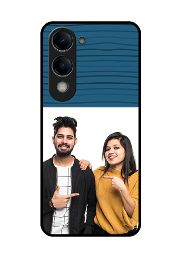 Vivo Y19 5G Custom Glass Phone Case - Blue Pattern Cover Design