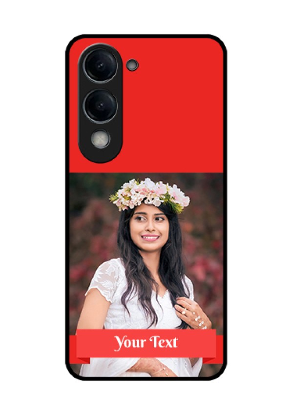 Vivo Y19 5G Custom Glass Phone Case - Simple Red Color Design