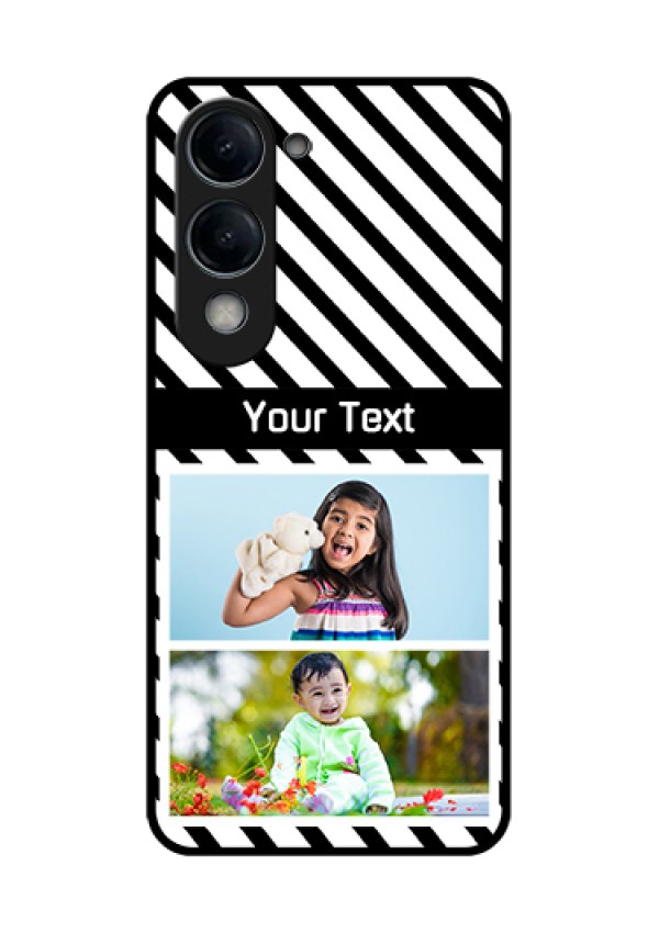 Vivo Y19 5G Custom Glass Phone Case - Black And White Stripes Design