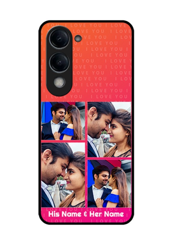Vivo Y19 5G Custom Glass Phone Case - I Love You Pink Design