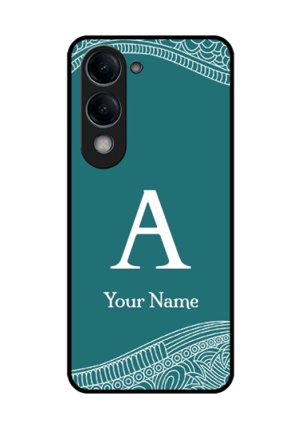 Vivo Y19 5G Custom Glass Phone Case - Line Art Pattern With Custom Name Design