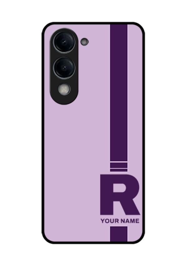 Vivo Y19 5G Custom Glass Phone Case - Simple Dual Tone Stripe With Name Design