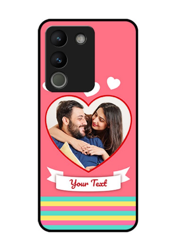 Vivo Y200 5G Custom Glass Phone Case - Love Shapes Doodle Design