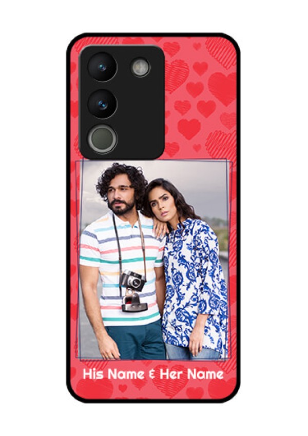 Vivo Y200 5G Custom Glass Phone Case - With Red Heart Symbols Design