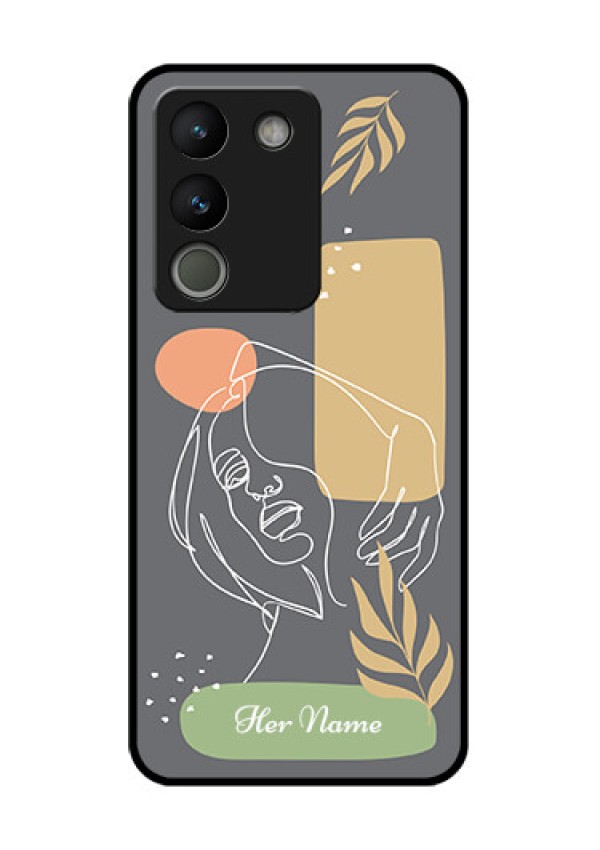 Vivo Y200 5G Custom Glass Phone Case - Gazing Woman Line Art Design
