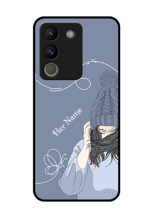 Vivo Y200 5G Custom Glass Phone Case - Girl In Winter Outfit Design