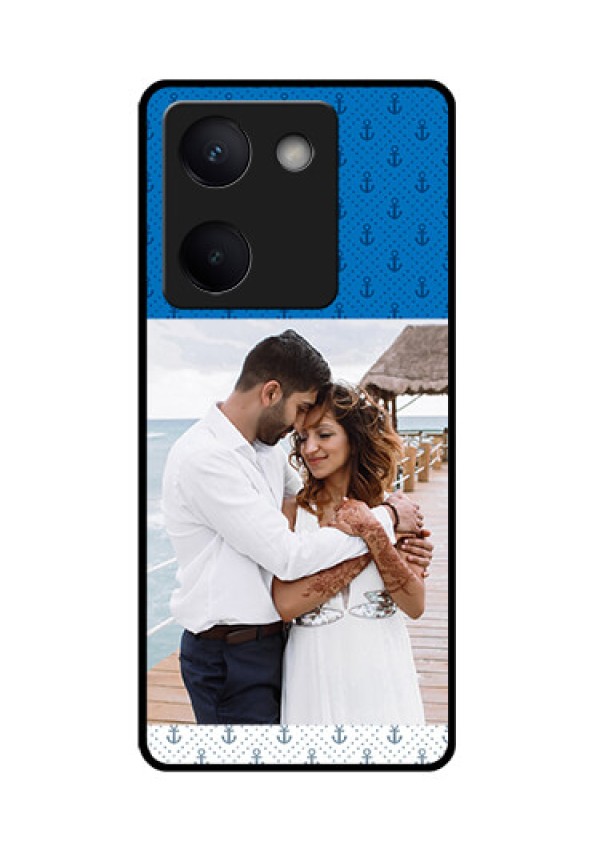 Vivo Y200 Pro 5G Custom Glass Phone Case - Blue Anchors Design