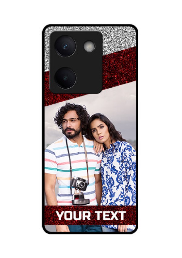 Vivo Y200 Pro 5G Custom Glass Phone Case - Image Holder With Glitter Strip Design