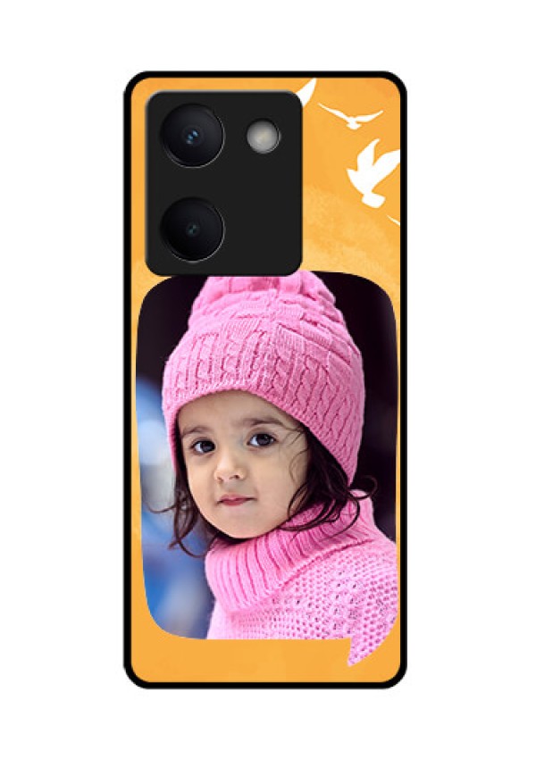 Vivo Y200 Pro 5G Custom Glass Phone Case - Water Color Design With Bird Icons