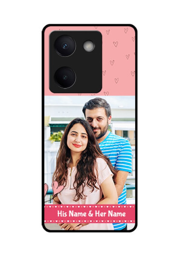 Vivo Y200 Pro 5G Custom Glass Phone Case - Love Design Peach Color
