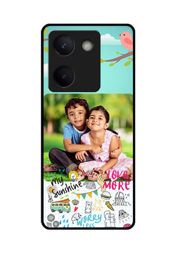 Vivo Y200 Pro 5G Custom Glass Phone Case - Doodle Love Design