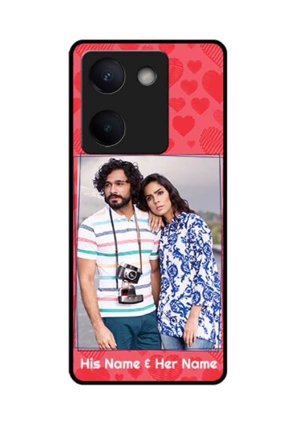 Vivo Y200 Pro 5G Custom Glass Phone Case - With Red Heart Symbols Design