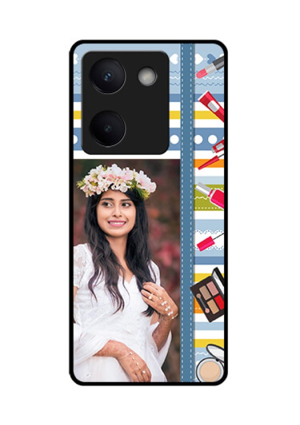 Vivo Y200 Pro 5G Custom Glass Phone Case - Makeup Icons Design
