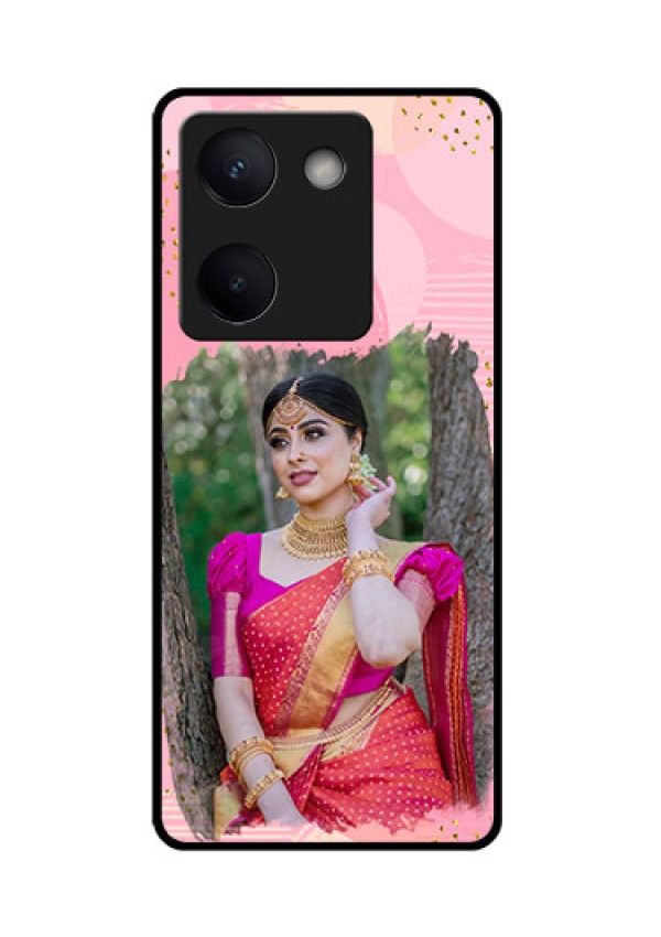 Vivo Y200 Pro 5G Custom Glass Phone Case - Gold Glitter Splash Design