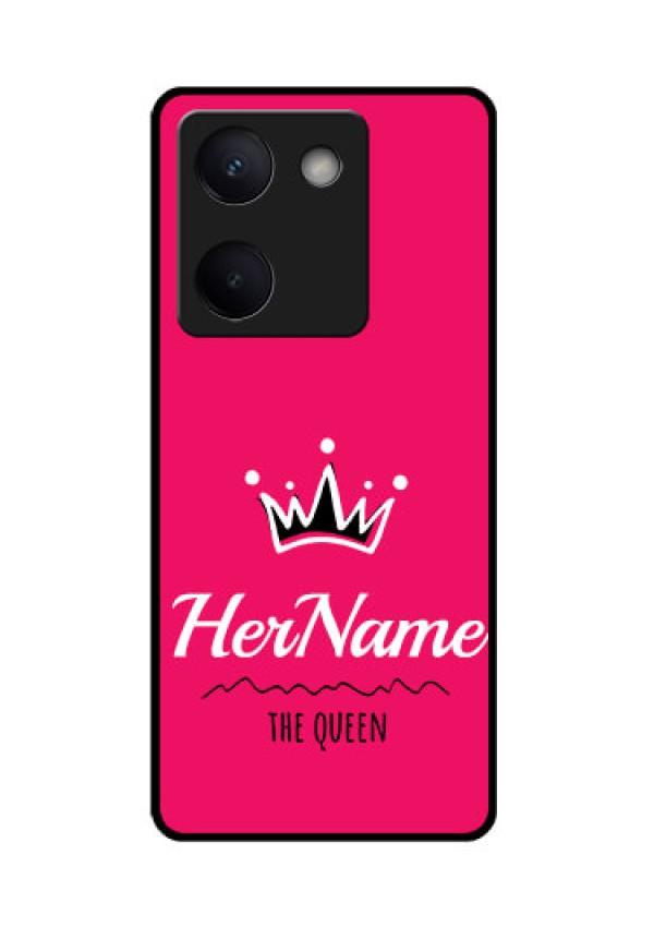 Vivo Y200 Pro 5G Custom Glass Phone Case - Queen With Name Design