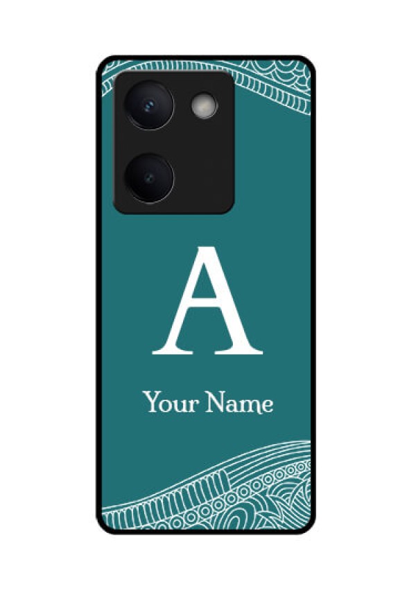 Vivo Y200 Pro 5G Custom Glass Phone Case - Line Art Pattern With Custom Name Design