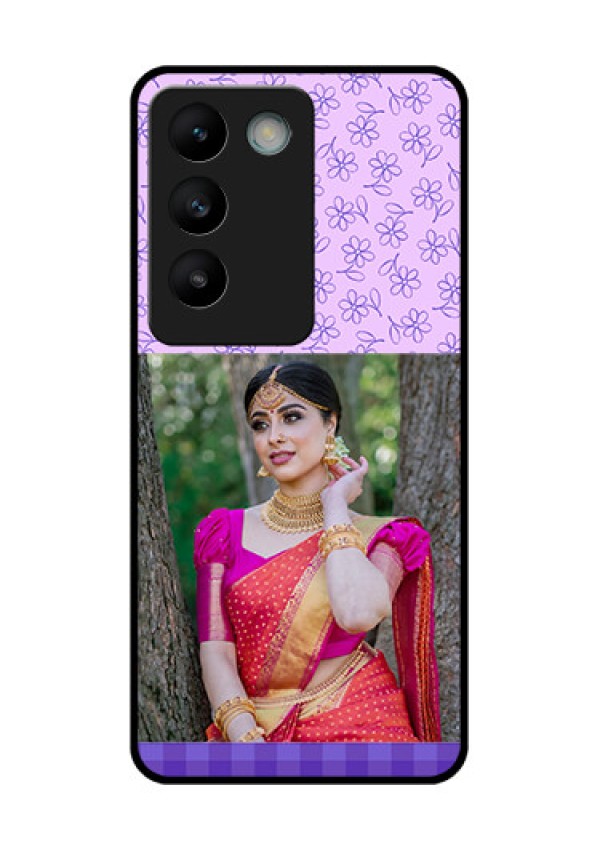 Vivo Y200E 5G Custom Glass Phone CasePurple Floral Design