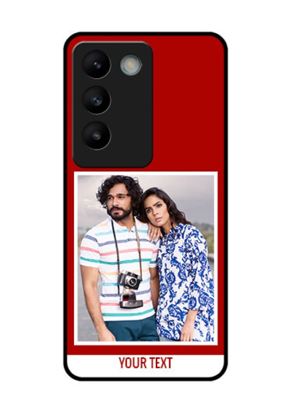 Vivo Y200E 5G Custom Glass Phone CaseRed Color Design