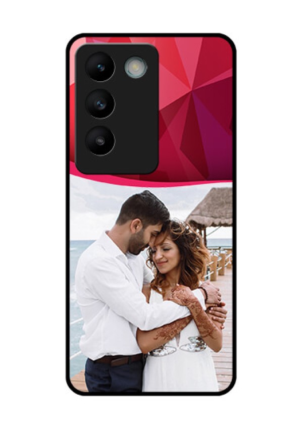 Vivo Y200E 5G Custom Glass Phone CaseRed Abstract Design