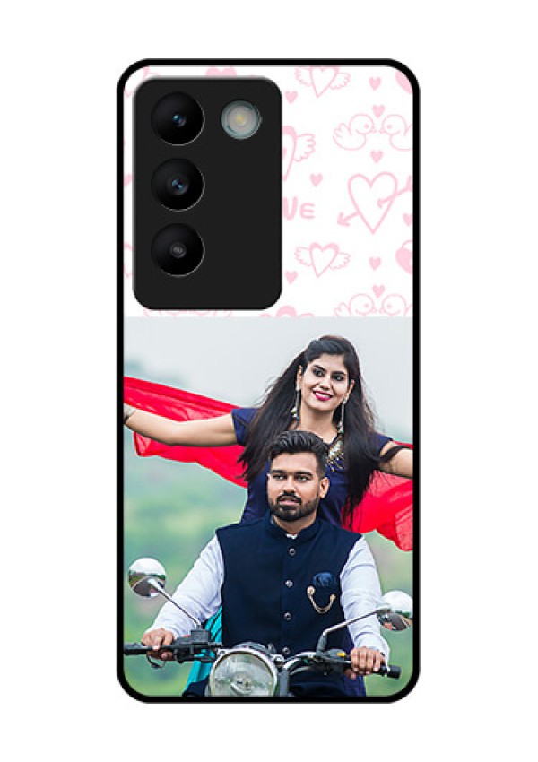 Vivo Y200E 5G Custom Glass Phone CasePink Flying Heart Design