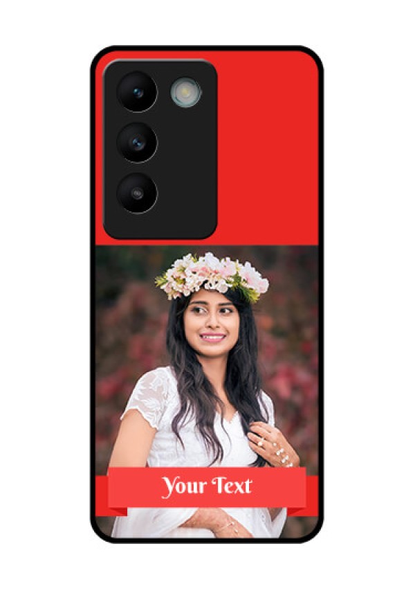 Vivo Y200E 5G Custom Glass Phone CaseSimple Red Color Design