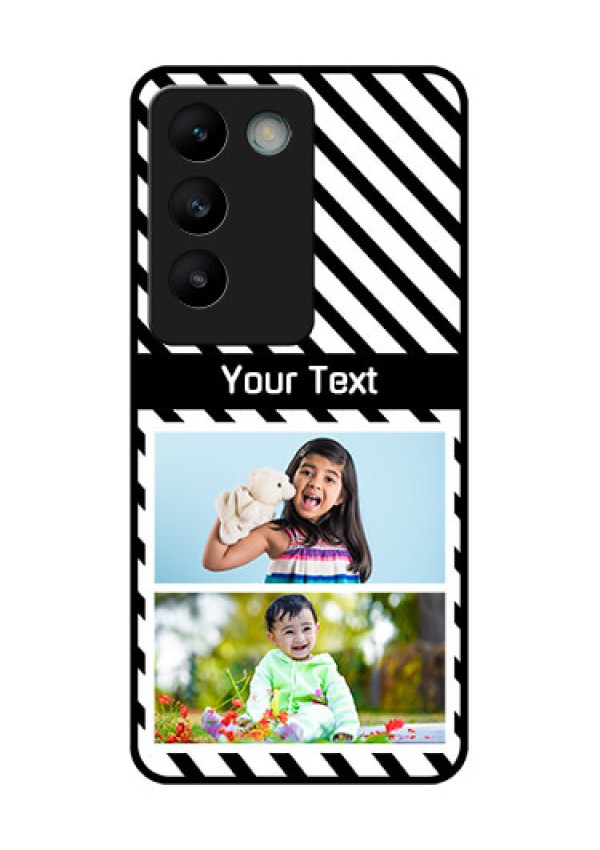 Vivo Y200E 5G Custom Glass Phone CaseBlack And White Stripes Design