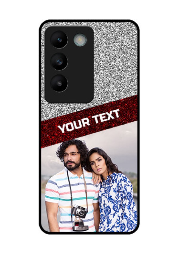 Vivo Y200E 5G Custom Glass Phone CaseImage Holder With Glitter Strip Design