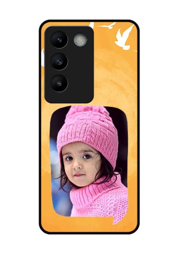 Vivo Y200E 5G Custom Glass Phone CaseWater Color Design With Bird Icons