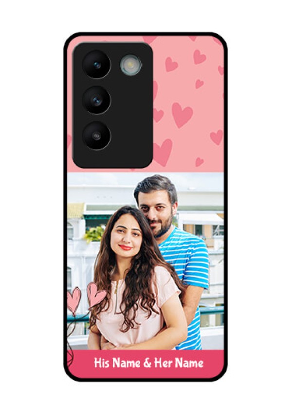 Vivo Y200E 5G Custom Glass Phone CaseLove Design Peach Color