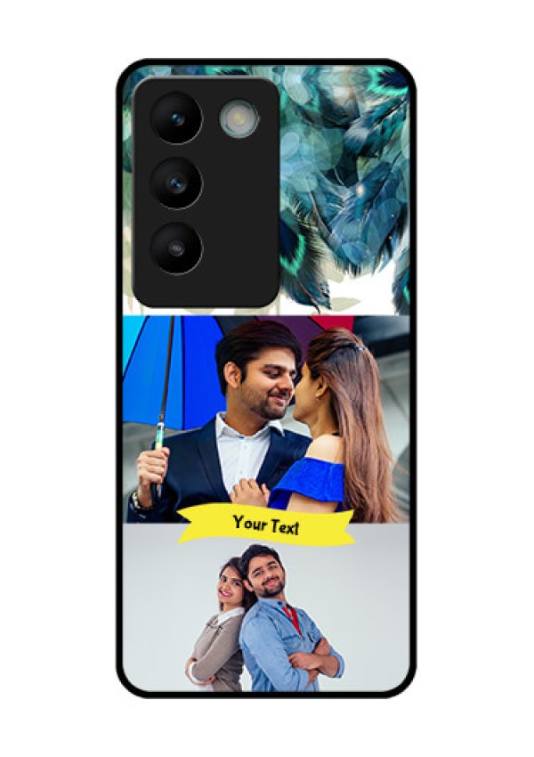 Vivo Y200E 5G Custom Glass Phone CaseImage With Boho Peacock Feather Design