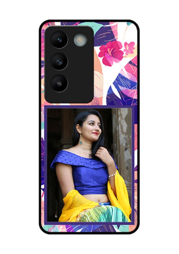 Vivo Y200E 5G Custom Glass Phone CaseAbstract Floral Design