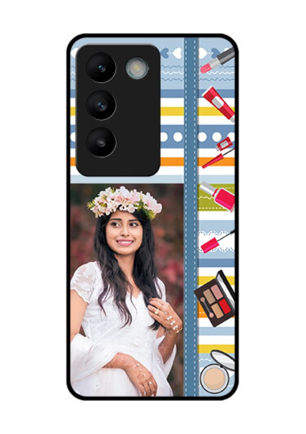 Vivo Y200E 5G Custom Glass Phone CaseMakeup Icons Design
