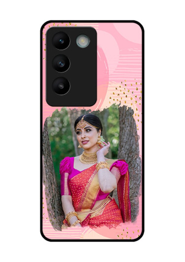 Vivo Y200E 5G Custom Glass Phone CaseGold Glitter Splash Design