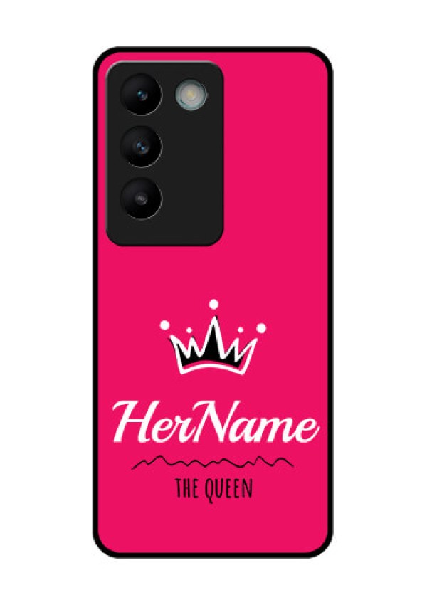 Vivo Y200E 5G Custom Glass Phone CaseQueen With Name Design