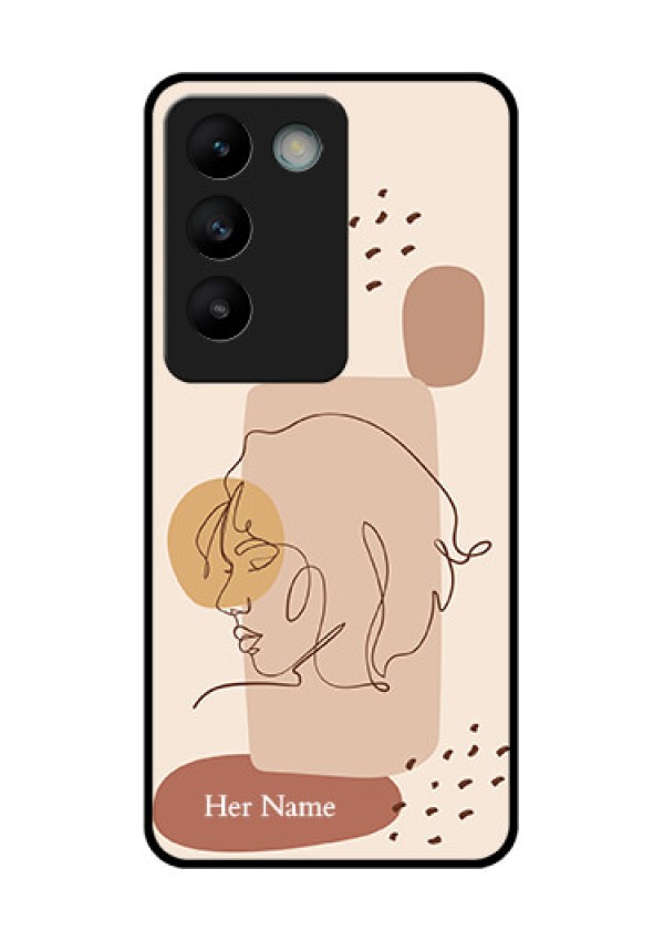 Vivo Y200E 5G Custom Glass Phone CaseCalm Woman Line Art Design