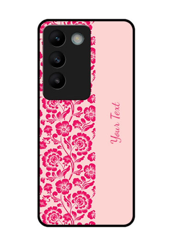 Vivo Y200E 5G Custom Glass Phone CaseAttractive Floral Pattern Design