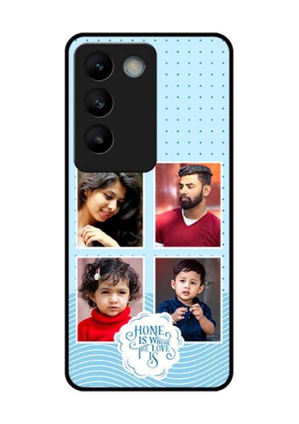 Vivo Y200E 5G Custom Glass Phone CaseCute Love Quote With 4 Pic Upload Design