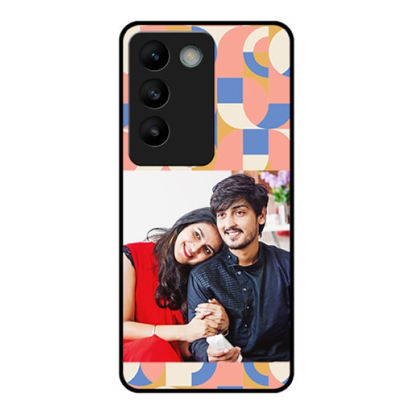 Vivo Y200E 5G Custom Glass Phone CaseSemi - Circle Maze Pattern Design