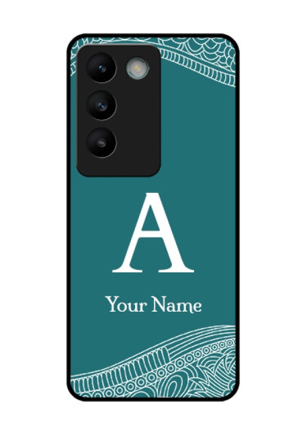 Vivo Y200E 5G Custom Glass Phone CaseLine Art Pattern With Custom Name Design