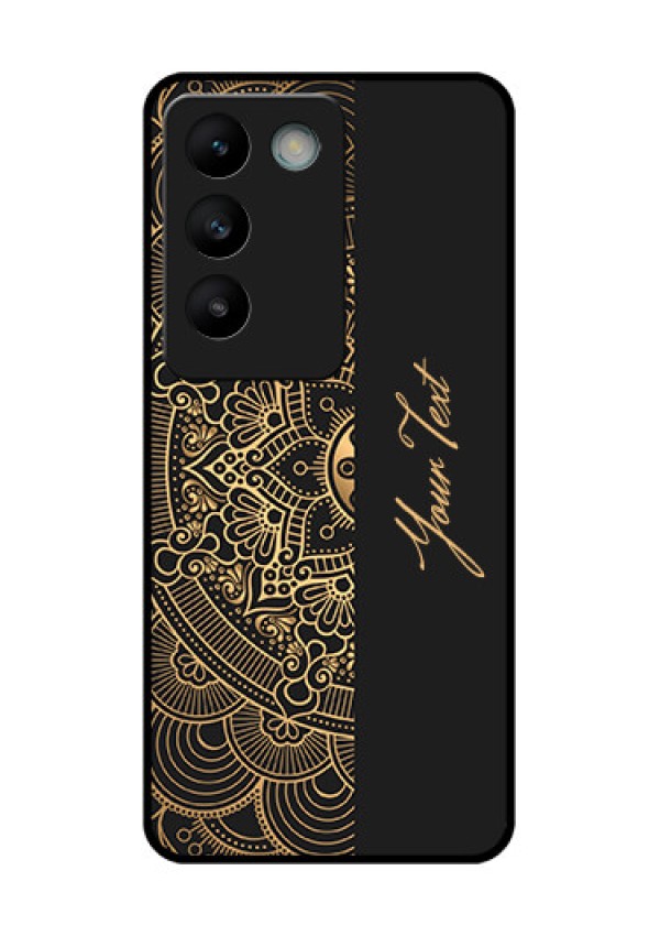 Vivo Y200E 5G Custom Glass Phone CaseMandala Art With Custom Text Design