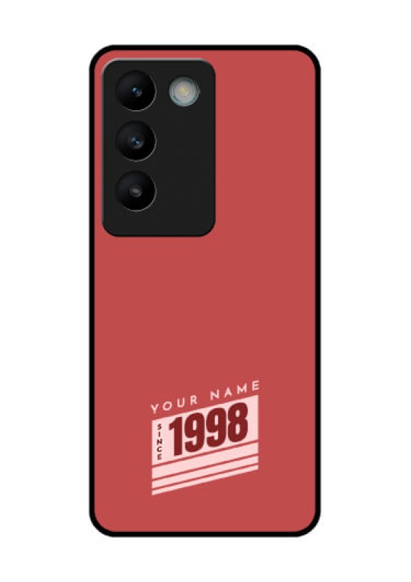 Vivo Y200E 5G Custom Glass Phone CaseRed Custom Year Of Birth Design