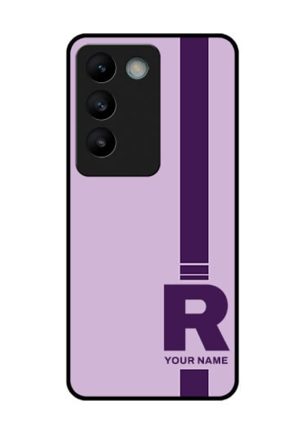 Vivo Y200E 5G Custom Glass Phone CaseSimple Dual Tone Stripe With Name Design