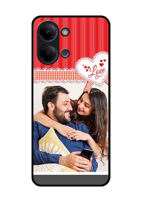 Vivo Y21 5G Custom Glass Phone Case - Red Love Pattern Design