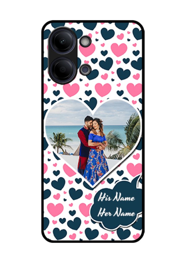 Vivo Y21 5G Custom Glass Phone Case - Pink & Blue Heart Design